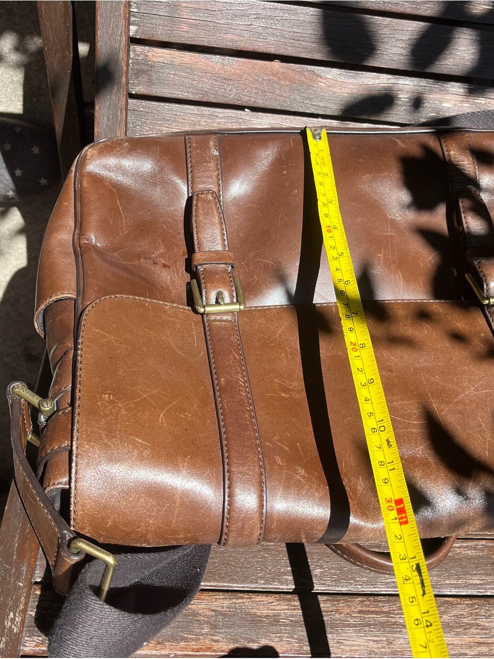 Fossil Brown Leather Messenger Bag with Buckle Straps - Picture 3 of 7